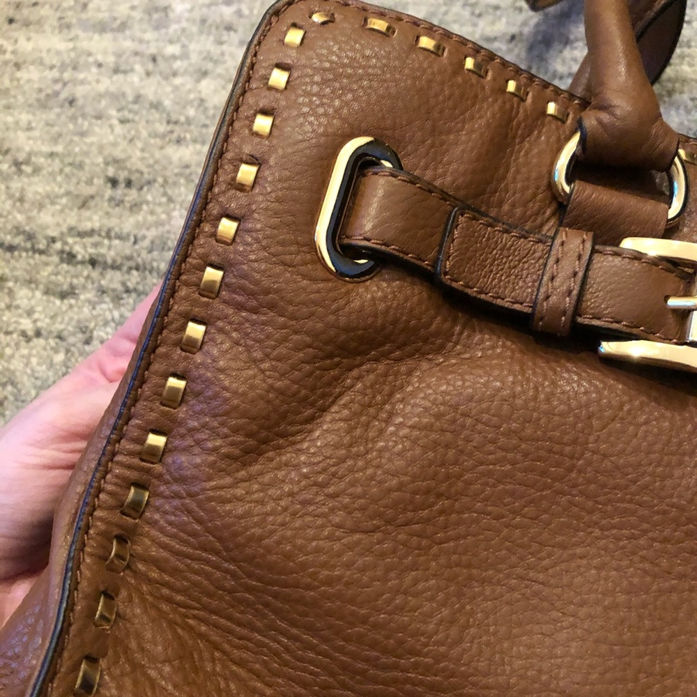 MK Hamilton large cognac Gold Trim Tote - Picture 3 of 9